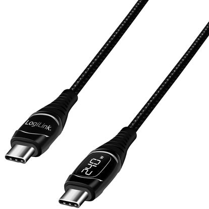 USB-C - USB-C-kabel med display USB 2.0 PD 3.1 240W 1 m Svart
