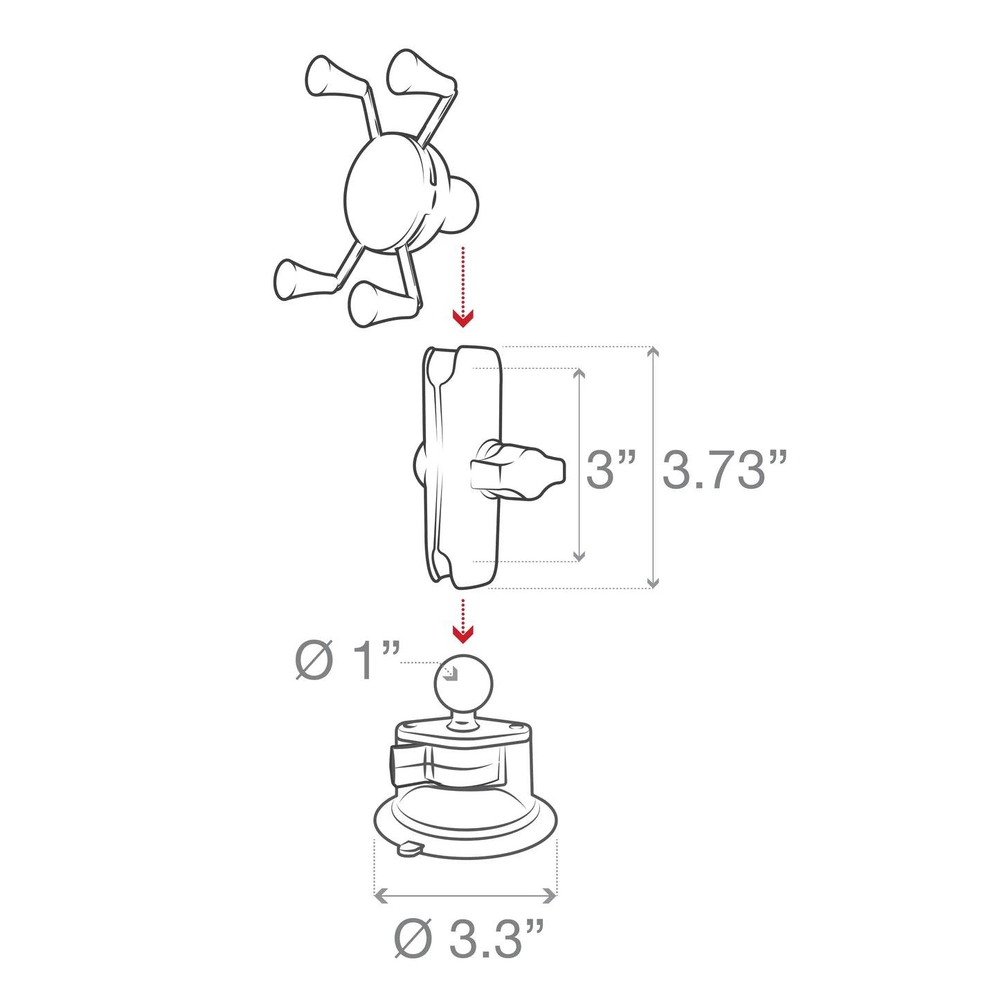 RAM® X-Grip® -puhelinteline ja RAM® Twist-Lock™ -imukuppi 