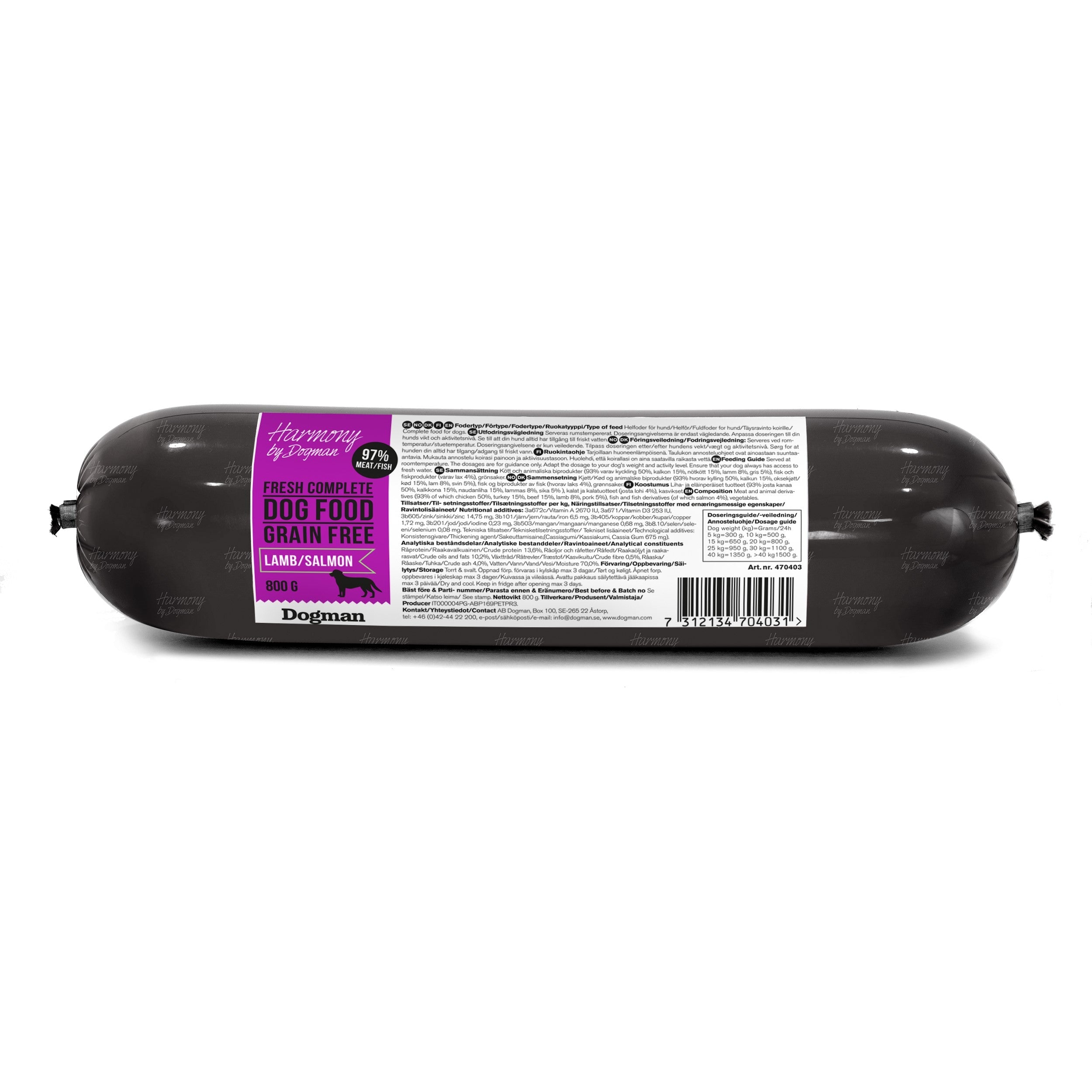Grain Free Våtfoder För Hund Med Lamm & Lax 800g