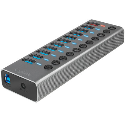 USB-hub 10+1-port med separata På/Av-knappar USB 3.2 Gen 1
