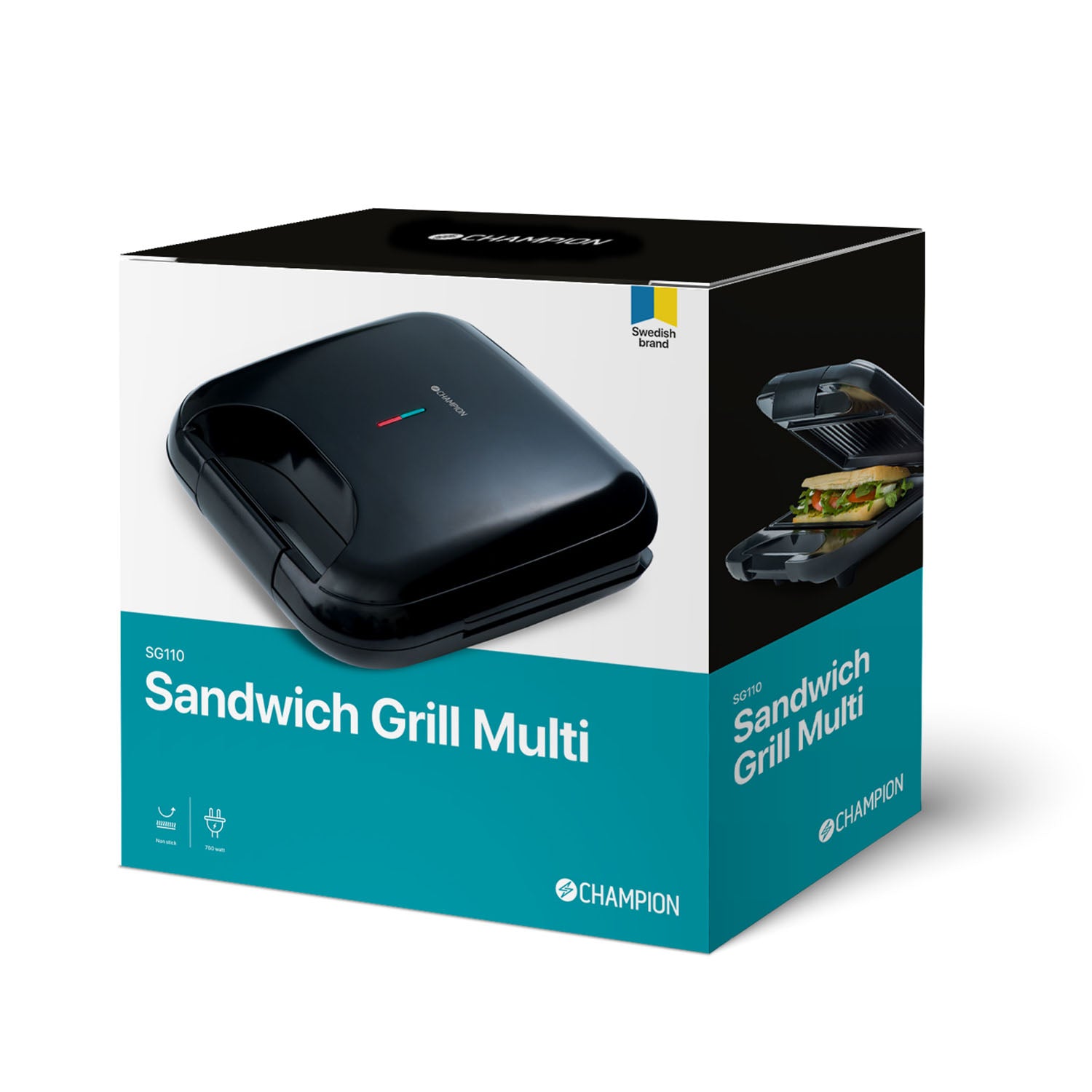 Smörgåsgrill Multi 22x12cm 750W SG110 Svart