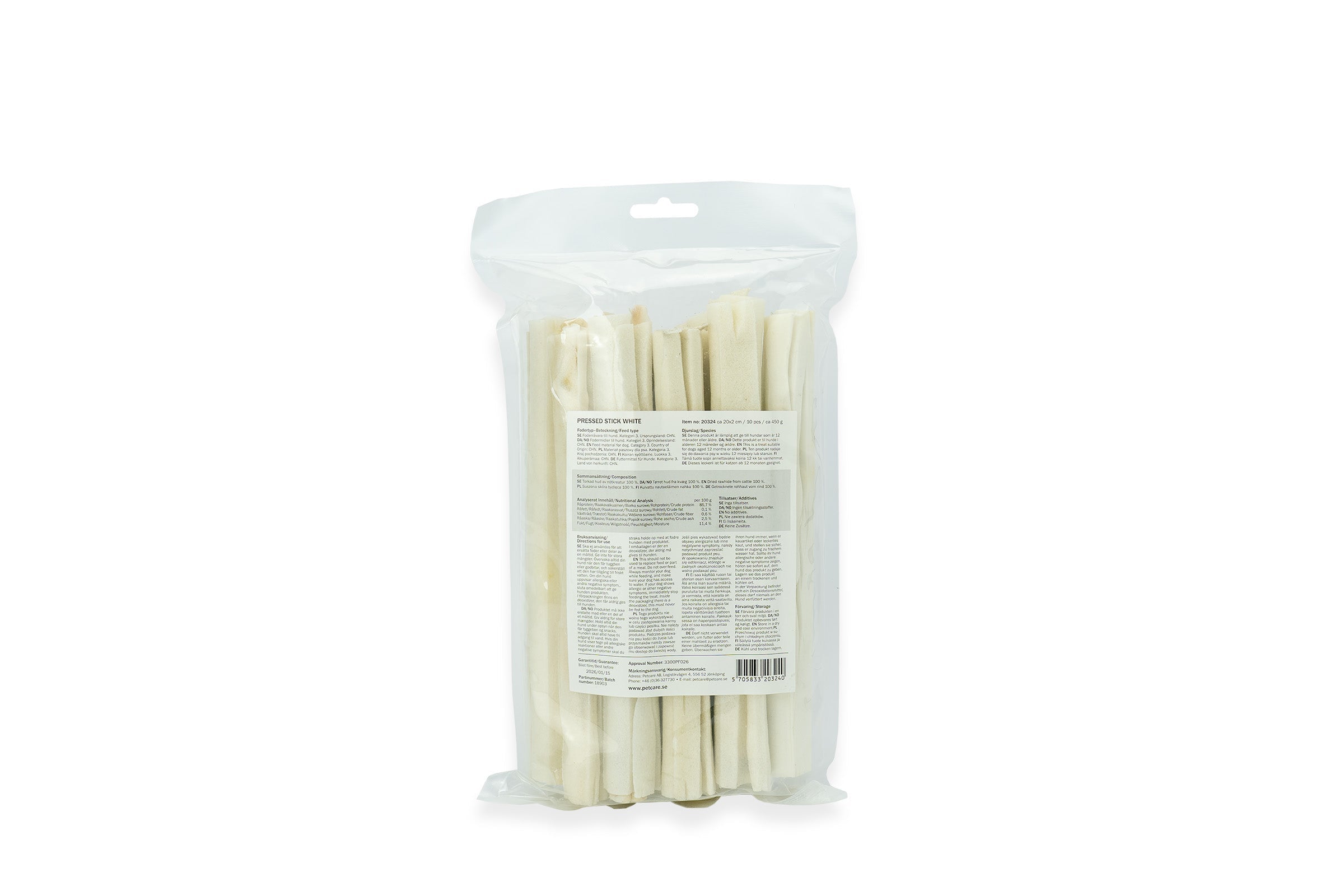 Treateaters Pressed Stick White 20×2 cm, 10 pcs